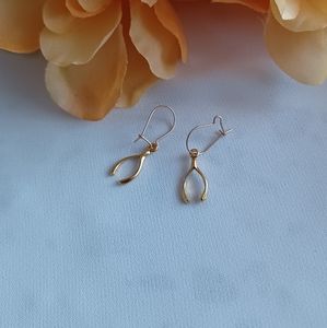 Gold Wish Bone Earrings